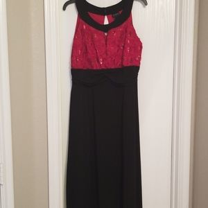Beautiful red and black evening dress.